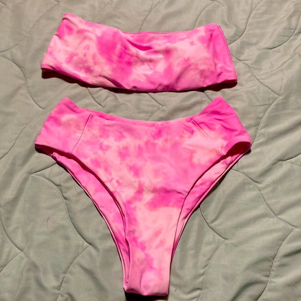 Zaful pink tie dye bikini